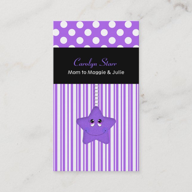 De Contato Cartão roxo e branco à moda das mamães da estrela (Frente)