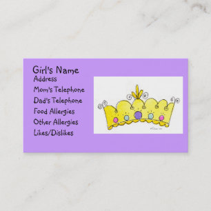 De Contato Princesa Coroa - cartão das meninas