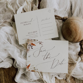 De Convite Autumn Wildflower Beige Salvar O Cartão Postal