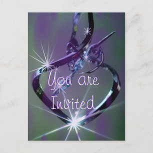 De Convite Beija-flor lavanda e azul-turquesa cartão postal -