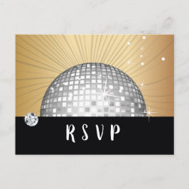 De Convite Bola Disco, dança, cartão postal ouro RSVP