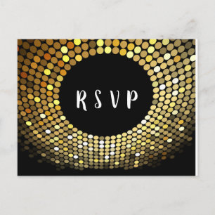 De Convite Bola Disco, dança, cartão postal ouro RSVP