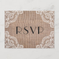 Burlap Russo com Cantos Lace | Cartão postal RSVP