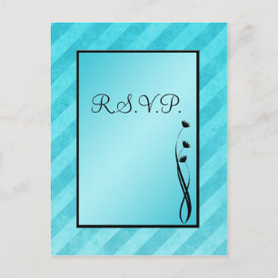 De Convite Cartão postal Black and Aqua Stripe R.S.V.P
