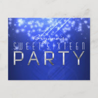 Cartão postal Blue Sparkle Glam Club Vibe PARTY