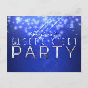 De Convite Cartão postal Blue Sparkle Glam Club Vibe PARTY