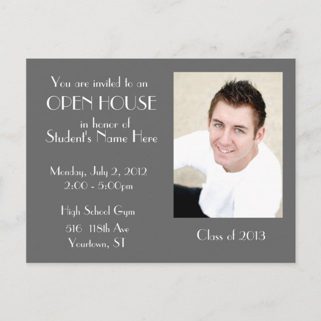 De Convite Cartão postal da Open House da cinza (Frente)