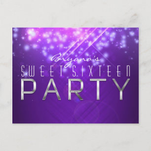 De Convite Cartão postal do Purple Sparkle Glam Club Vibe PAR