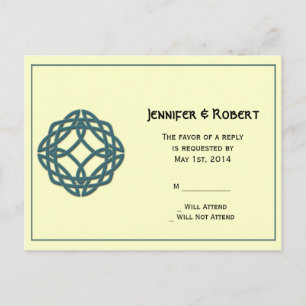 De Convite Cartão postal do Teal Celtic Eternity Knot RSVP