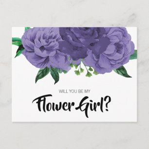 De Convite Cartão Postal Flor Violeta Roxo Seja Minha Menina