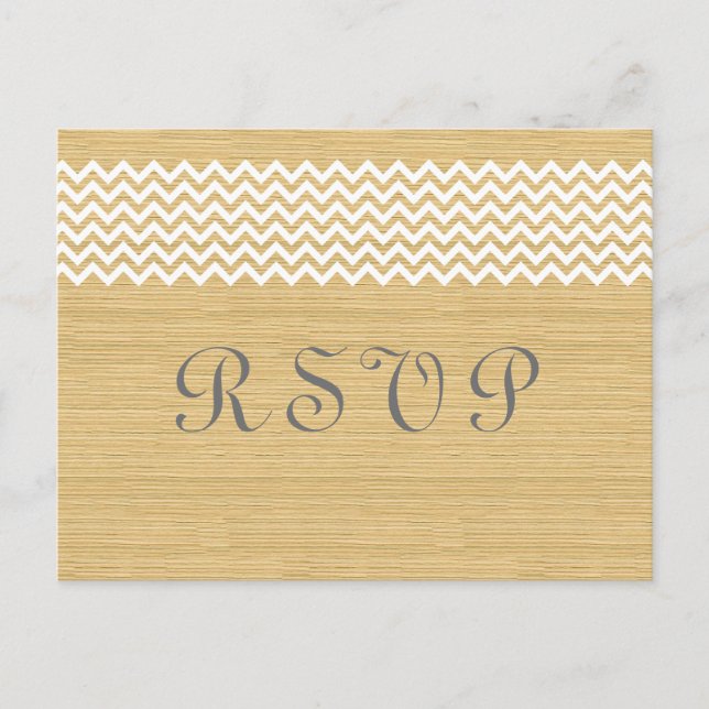 De Convite Cartão postal Ivory Rustic Chevron RSVP (Frente)