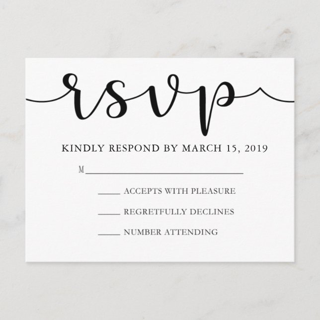 De Convite Cartão postal RSVP (Frente)
