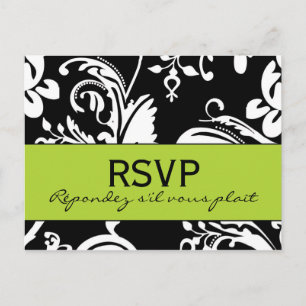 De Convite Cartão postal RSVP B&G Damask