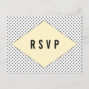De Convite Cartão postal RSVP do Bolinhas Moderno Amarelo