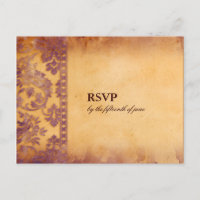 Cartão postal RSVP do Casamento tema damasco Lavis