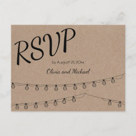 De Convite Cartão postal RSVP do Kraft para casamento