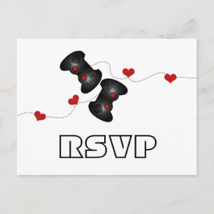 De Convite Cartão postal RSVP Geeky Gamers (Escuro)