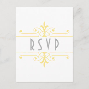 De Convite Cartão postal RSVP Ornamental para Rico v2 amarelo
