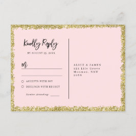 De Convite Cartão postal RSVP Rosa e Dourado