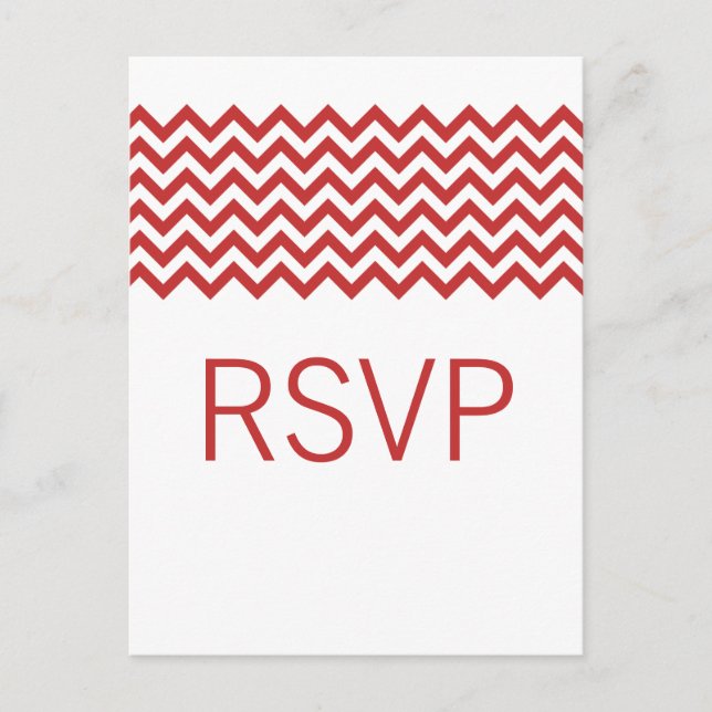 De Convite Cartão postal RSVP Simples Red Chevron (Frente)