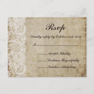 De Convite Cartão postal RSVP Vintage Lace Old World