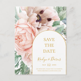 De Convite Cartão Postal Save The Date Jardim Floral Rosa Ele