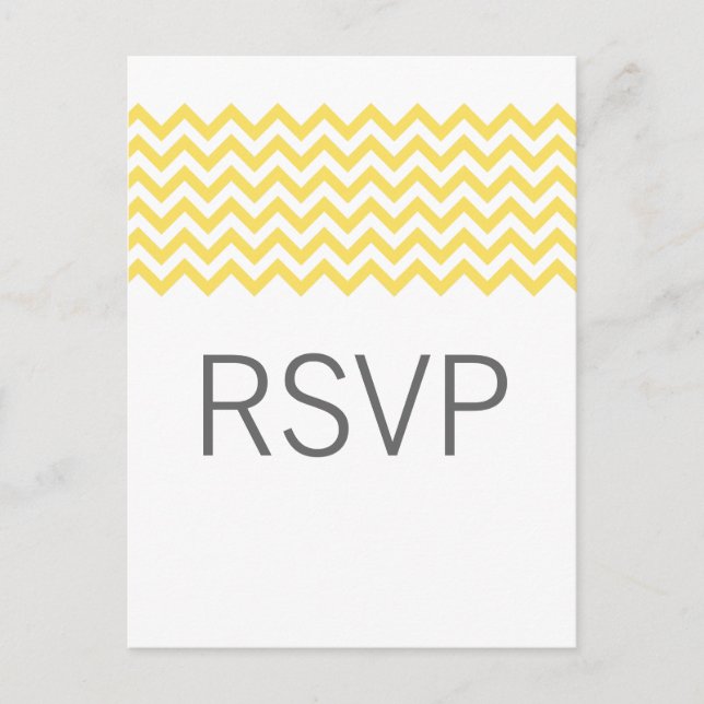 De Convite Cartão postal Simples Chevron RSVP Amarelo (Frente)