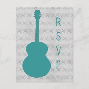 De Convite Cartão postal Teal Guitar Grunge RSVP