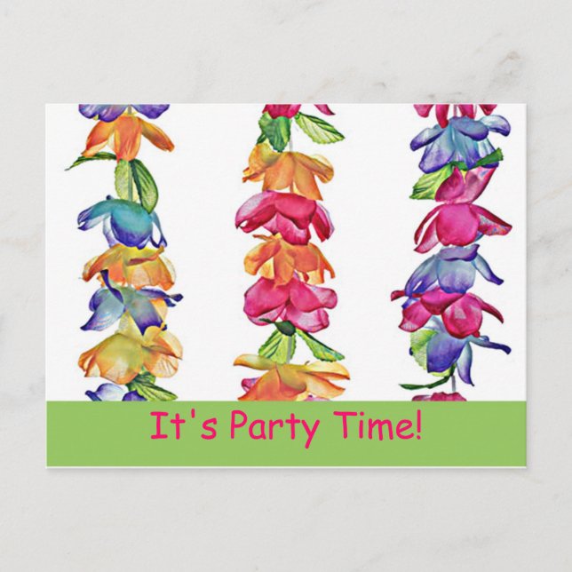 De Convite Leis havaiano no cartão postal - PartyTime! (Frente)