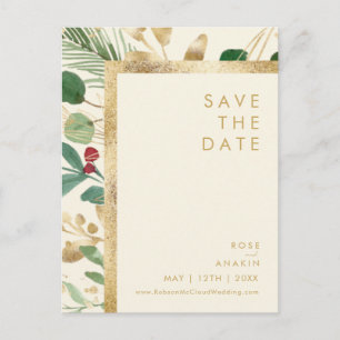 De Convite Natal Moderno Cartão Postal Cream Save The Date