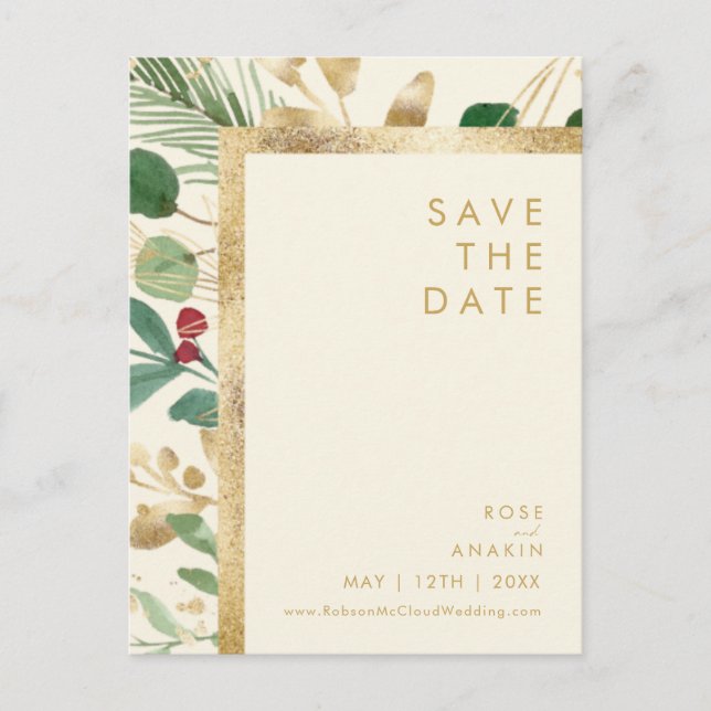 De Convite Natal Moderno | Cartão Postal Cream Save The Date (Frente)