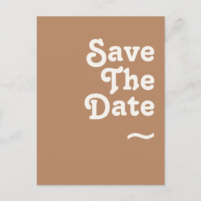 De Convite Retro Beach | Cartão Postal Brown Save The Date (Frente)