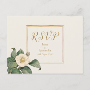De Convite Sprig Floral Branco Simples   Cartão postal RSVP d