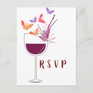 De Convite tema do vinho, borboleta Cartão postal RSVP