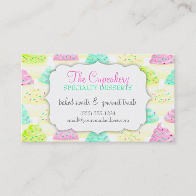 De Desconto Os cupcakes N polvilham o cartão do disconto do (Frente)