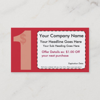 De Desconto Um dólar fora do cartão do vale