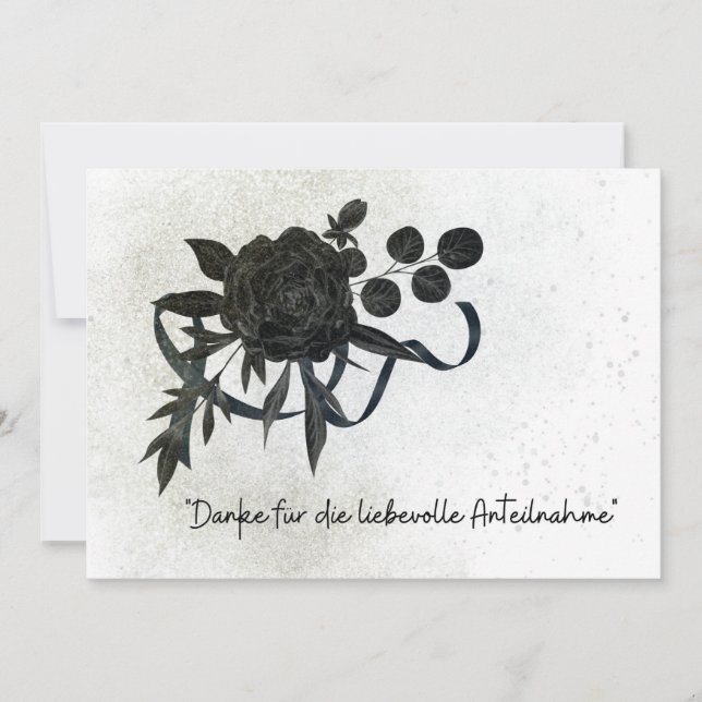 DE | Edle Trauer Danksagung Karte - Schwarze Rose (Frente)