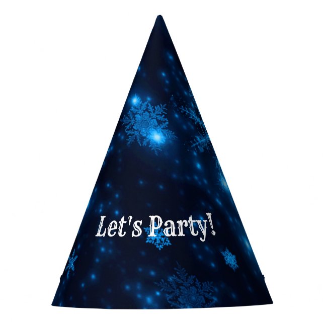De Festa Chapéu do Partido Deep Blue & Bright Snowflakes (Frente)
