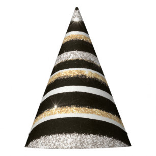 De Festa Chapéu Feliz Ano Novo Preto Dourado Prata Brilho