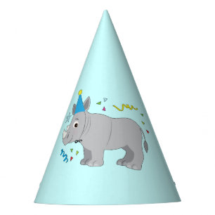 De Festa Rinoceronte com um chapéu do aniversário