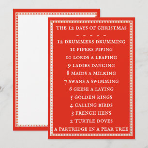 De Festividades 12 DIAS LETRAS 5x7 Cartão Plano II / Vermelho