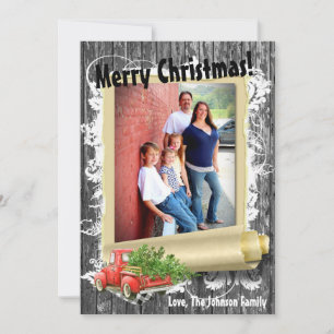 De Festividades 5x7 XMAS Red Christmas Truck Tree Cartão com fotos