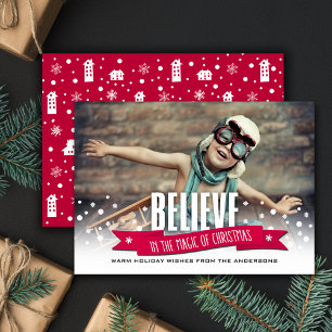 De Festividades Acredite na Mágica do Natal. Cartão com fotos plan