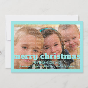 De Festividades Aqua Typografia Felry Christmas Flat Cartão com fo