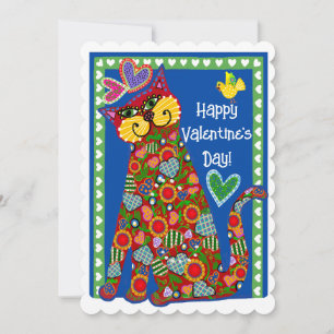 De Festividades Arte Folclórica do Cartão Plano do Gato Valentine
