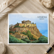 Atenas Grécia Aquarela Cartão Postal | Vistas Hist