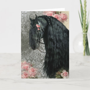 De Festividades Beleza Negra Cavalo Frísia - Cartão Saudável