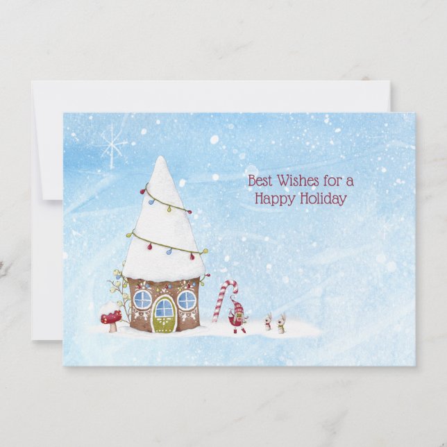 De Festividades Boas Festas Feliz Férias Gnome Casa Cartão Persona (Frente)