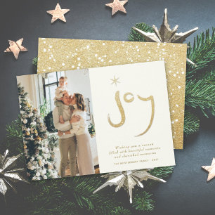 De Festividades Brilho Dourado elegante cartão com fotos escovado