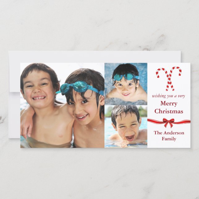 De Festividades Candy Cane 3 Fotos Natal - Cartão com fotos (Frente)